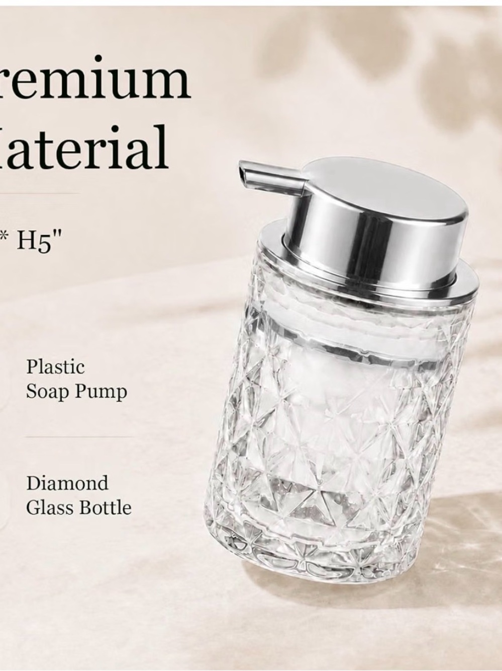 Crystal Diamond Glass Soap Dispenser - Clear